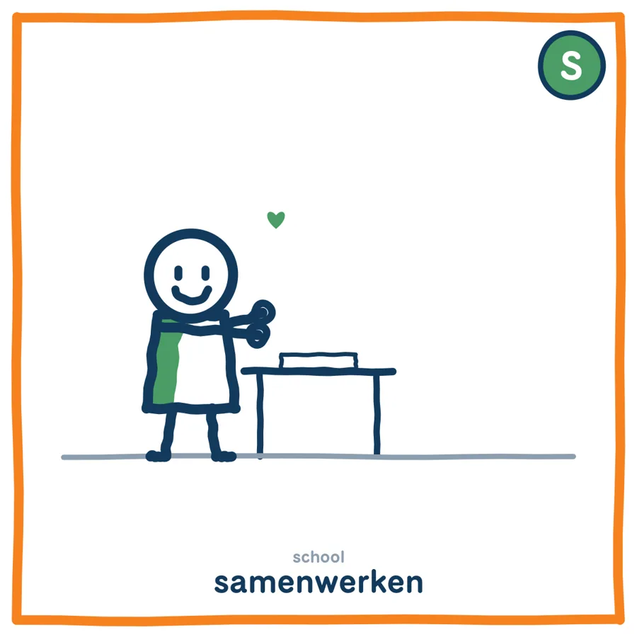 Getekende kinderen die samenwerken aan een opdracht, in de handgetekende stijl van Begrijpjekind.nl.