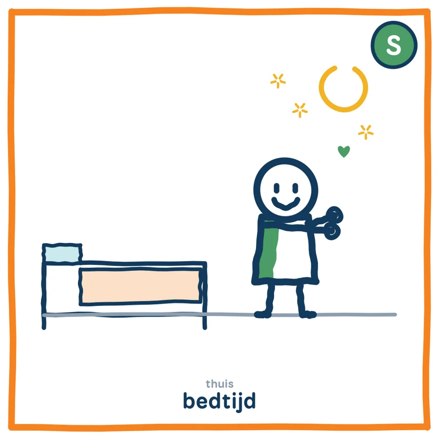 Bedtijd: het kind met groene stijl (De Helper) zoekt rust en nabijheid.